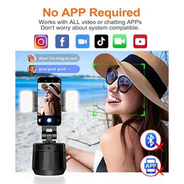 YENDILI Auto Face Tracking Tripod for iPhone Phone Tripod Stand Holder for Video Recording Selfie Stick Tripod with Remote Influencer Content Creator Vlogging Kit AI Phone Gimbal Stabilizer, Black