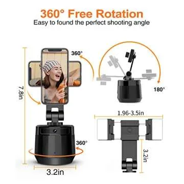 YENDILI Auto Face Tracking Tripod for iPhone Phone Tripod Stand Holder for Video Recording Selfie Stick Tripod with Remote Influencer Content Creator Vlogging Kit AI Phone Gimbal Stabilizer, Black
