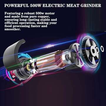 KingAcc 500W Food Processor with 2 Blades & Dual Bowls