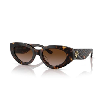 Tory Burch TY7178U 172813 51MM Dark Tortoise/Brown Gradient Cateye Sunglasses for Women + BUNDLE Wit...