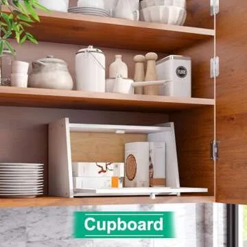 kiplant Bamboo Bread Box with Transparent Acrylic Door