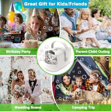 Bubble Machine, Automatic Bubble Blower, 8000+ Big Bubbles Per Minute, Bubble Maker for Kids Toddlers, Operated by Plug-in or Batteries, Bubble Toys for Indoor Outdoor Birthday Party