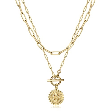 Turandoss 14K Gold Plated Initial Necklace - Elegant & Personalized