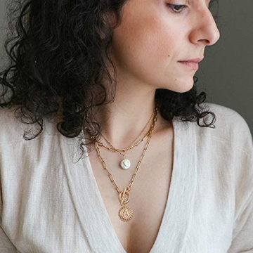 Turandoss 14K Gold Plated Personalized Initial Necklace