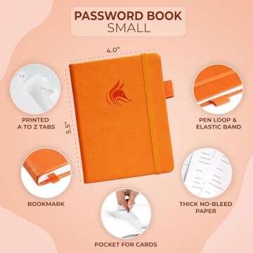 Clever Fox Password Book with alphabetical tabs. Internet Address Organizer Logbook. Small Pocket Pa...