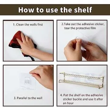 blueden 2 Pack Self Adhesive Wall Mounted Fridge Refrigerator Spice Racks,Metal Kitchen Seasoning Jar Organizer for Space Saver,Hanging Spice Organizer Shelf for Kitchen Cabinet,Wall,Pantry Door.Gold