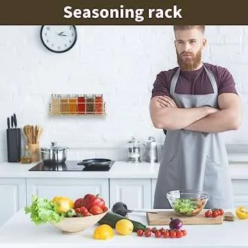 blueden 2 Pack Self Adhesive Wall Mounted Fridge Refrigerator Spice Racks,Metal Kitchen Seasoning Jar Organizer for Space Saver,Hanging Spice Organizer Shelf for Kitchen Cabinet,Wall,Pantry Door.Gold