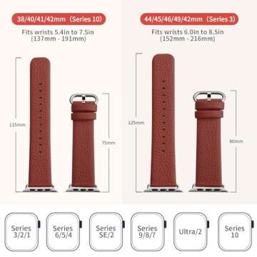 Fullmosa Apple Watch Leather Band for Men Women 42mm 41mm 40mm 38mm