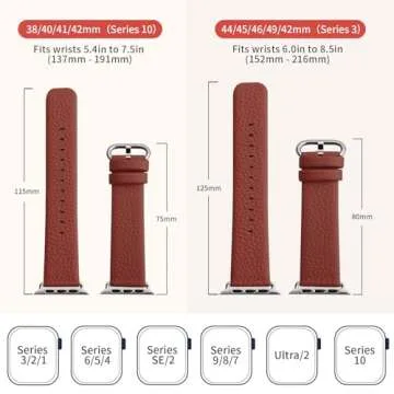 Fullmosa Apple Watch Leather Band for Men Women 42mm 41mm 40mm 38mm