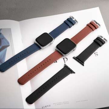 Fullmosa Apple Watch Leather Band for Men Women 42mm 41mm 40mm 38mm