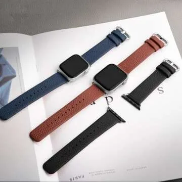 Fullmosa Apple Watch Leather Band for Men Women 42mm 41mm 40mm 38mm