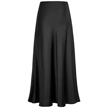 Outoshe Women's Elegant Satin High Waisted Maxi Skirt
