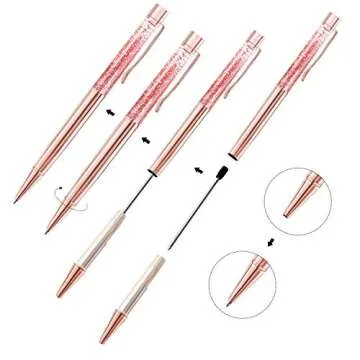 ZZTX 3 Pcs Rose Gold Ballpoint Pens Metal Pen Bling Dynamic Liquid Sand Pen Pretty Pens With Refills Black Ink Office Supplies Gift Pens For Christmas Wedding Birthday