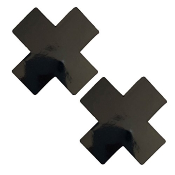 Neva Nude Dom Squad Black Wet Vinyl X Nipztix Pasties Nipple Covers for Festivals, Raves, Parties, L...