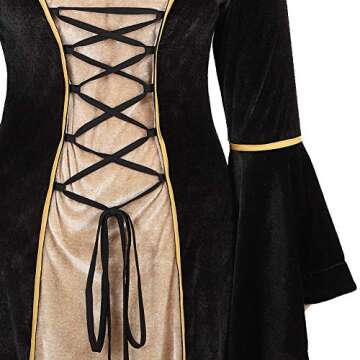 AIGASEA Medieval Dresses For Women Black Renaissance Dress Women Costumes Halloween Plus Size Witch Costume