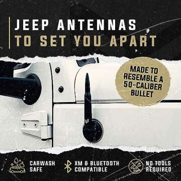 RONIN FACTORY - 50 Cal Bullet Antenna for Jeep Wrangler Gladiator Sahara Rubicon, Jeep Wrangler Accessories, Jeep Gladiator Accessories, Replacement Radio Antenna, Anti-Theft (2007-2023 JK JL)