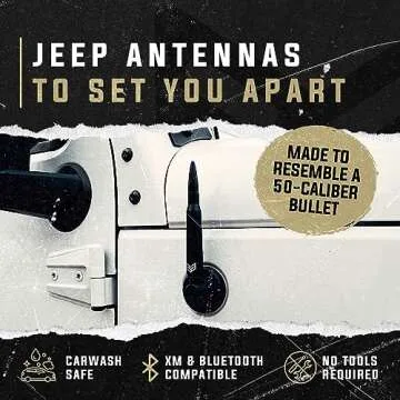 RONIN FACTORY - 50 Cal Bullet Antenna for Jeep Wrangler Gladiator Sahara Rubicon, Jeep Wrangler Accessories, Jeep Gladiator Accessories, Replacement Radio Antenna, Anti-Theft (2007-2023 JK JL)