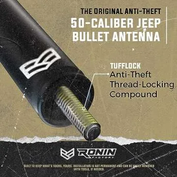 RONIN FACTORY - 50 Cal Bullet Antenna for Jeep Wrangler Gladiator Sahara Rubicon, Jeep Wrangler Accessories, Jeep Gladiator Accessories, Replacement Radio Antenna, Anti-Theft (2007-2023 JK JL)