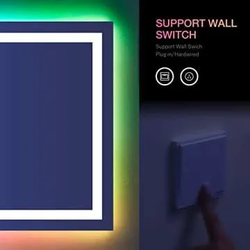 LOAAO 48"X32" LED Bathroom Mirror with Lights, Anti-Fog, Dimmable, RGB Backlit + Front Lighted, Bathroom Vanity Mirror for Wall, Memory Function