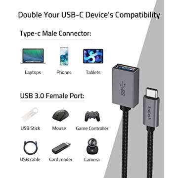 Syntech USB C to USB Adapter, 2 Pack USB C to USB3 Adapter,Thunderbolt 3 to USB Female Adapter OTG C...