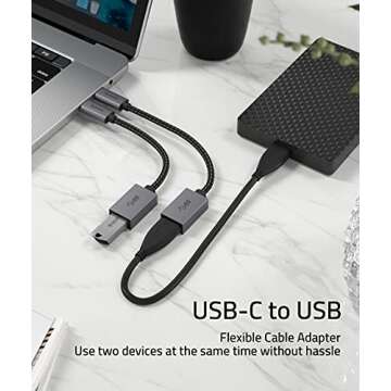 Syntech USB C to USB Adapter, 2 Pack USB C to USB3 Adapter,Thunderbolt 3 to USB Female Adapter OTG Cable Compatible with iPhone 16/15 Pro Max, iPad Air 2020, MacBook Pro, Air and More Space Gray