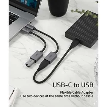 Syntech USB C to USB Adapter, 2 Pack USB C to USB3 Adapter,Thunderbolt 3 to USB Female Adapter OTG Cable Compatible with iPhone 16/15 Pro Max, iPad Air 2020, MacBook Pro, Air and More Space Gray