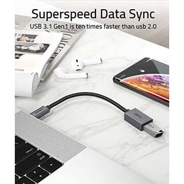 Syntech USB C to USB Adapter, 2 Pack USB C to USB3 Adapter,Thunderbolt 3 to USB Female Adapter OTG Cable Compatible with iPhone 16/15 Pro Max, iPad Air 2020, MacBook Pro, Air and More Space Gray