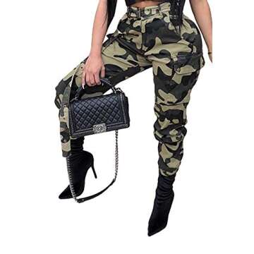 Plus Size Cargo Pants for Women High Waisted Baggy Army Camo Jeans Joggers