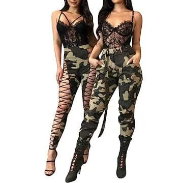 Stylish Plus Size Cargo Pants for Women - High Waisted Camo Joggers