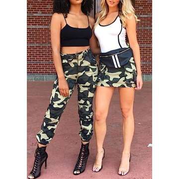 Plus Size Cargo Pants for Women High Waisted Baggy Army Camo Jeans Joggers