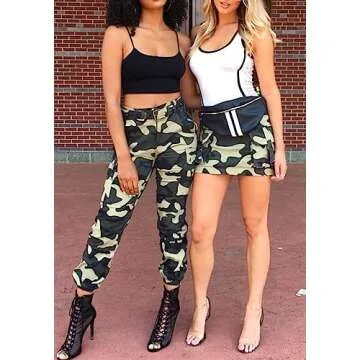Stylish Plus Size Cargo Pants for Women - High Waisted Camo Joggers