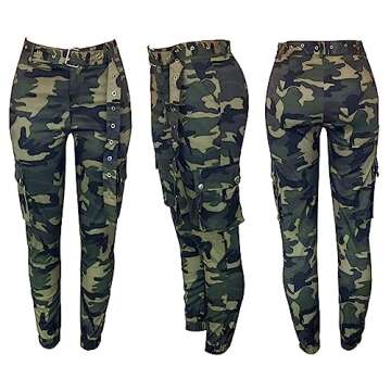 Plus Size Cargo Pants for Women High Waisted Baggy Army Camo Jeans Joggers