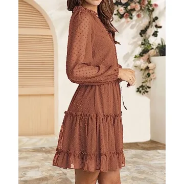 BTFBM Women Casual Summer Fall Tie V Neck A Line Dress