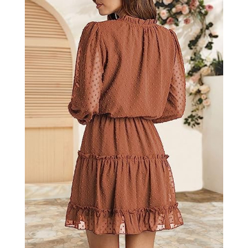 BTFBM Women Casual Summer Fall Tie V Neck A Line Dress
