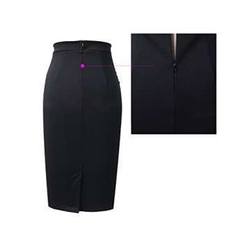 VFSHOW Women Elegant Ruched Ruffle Slit Work Business Party Pencil Skirt 2511 BLK S