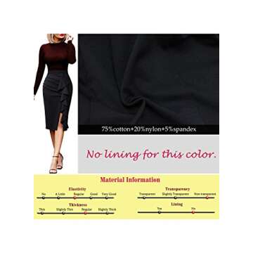 VFSHOW Women Elegant Ruched Ruffle Slit Work Business Party Pencil Skirt 2511 BLK S