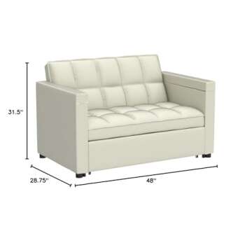 Convertible Sofa Bed, 3-in-1 Multi-Functional Velvet Sleeper Couch Pull-Out Bed, 48'' Bed Chaise Lou...