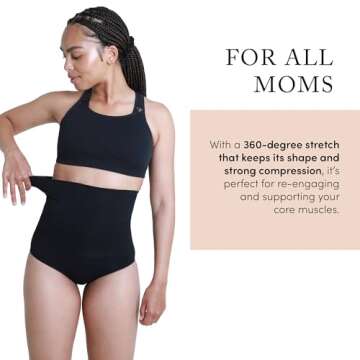 Ingrid & Isabel Basics - Postpartum Compression Underwear - Seamless High Waisted Underwear - Over the Belly Fit, Black, Womens Size S