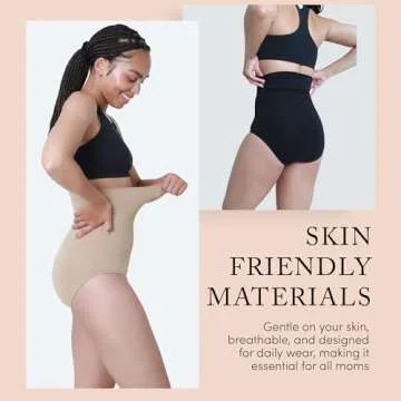 Ingrid & Isabel Basics - Postpartum Compression Underwear - Seamless High Waisted Underwear - Over the Belly Fit, Black, Womens Size S