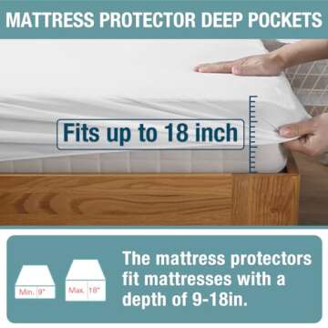 Bedecor Twin XL Split King Waterproof Mattress Protector, Protects Against Liquids, Spills, Accidents, for College Dorm, Hospital Beds, Fits 9-18 Inch Depth