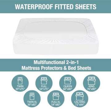 Bedecor Twin XL Split King Waterproof Mattress Protector, Protects Against Liquids, Spills, Accidents, for College Dorm, Hospital Beds, Fits 9-18 Inch Depth