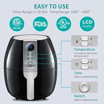 Ultrean Air Fryer 4.2 Quart Electric Oilless Cooker