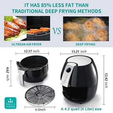 Ultrean Air Fryer 4.2 Quart Electric Oilless Cooker