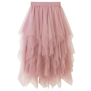 Reaowazo Tulle Skirt for Women - Elegant Midi Fairy Tutu A-Line Mesh Dress