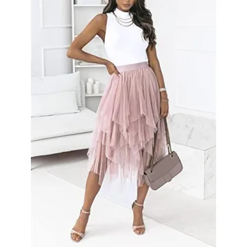 Reaowazo Tulle Skirt - Elegant Fairy Midi skirt for Women