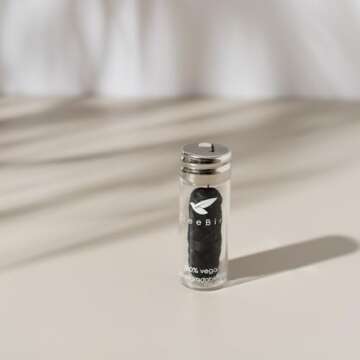 Organic Biodegradable Bamboo Charcoal Dental Floss & Refillable Glass Holder | Vegan | Naturally Wax...