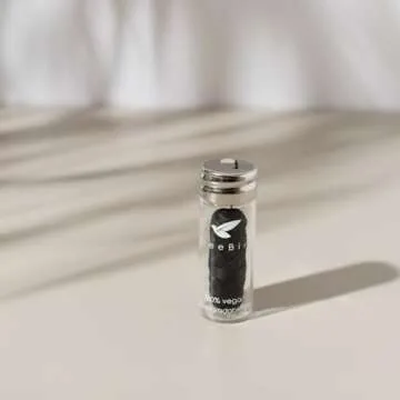 Organic Biodegradable Bamboo Charcoal Dental Floss & Refillable Glass Holder | Vegan | Naturally Wax...