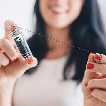 Organic Biodegradable Bamboo Charcoal Dental Floss & Refillable Glass Holder | Vegan | Naturally Waxed with Candelilla Wax | 33yd Thread Spool | Eco-Friendly Zero Waste Oral Care | Mint Flavored