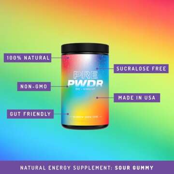 PWDRS Pre-Workout Powder, All Natural Pre Workout for Energy, Pump, Endurance & Strength, with Caffe...