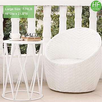 HFHOME Nesting Coffee Tables Set of 3, Industrial Metal Stacking Accent Side Tables Circle Table for Small Space, Living Room, Apartment, Bedroom Indoor - White